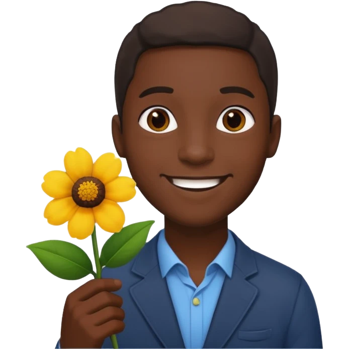 black man holding flower emoji
