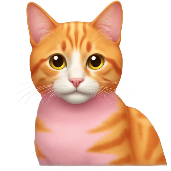 orange cat with pink hearts emoji