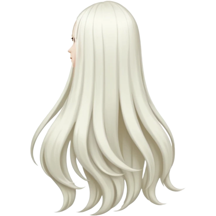 back view of long white hair emoji