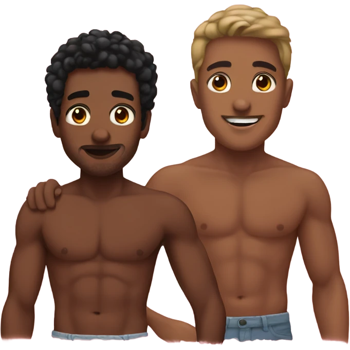 Two interracial shirtless men   emoji