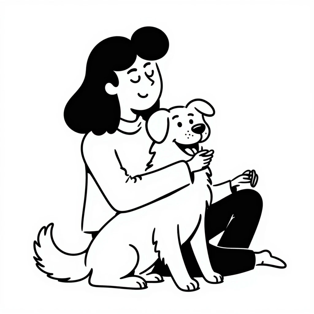 Woman hugging dog emoji