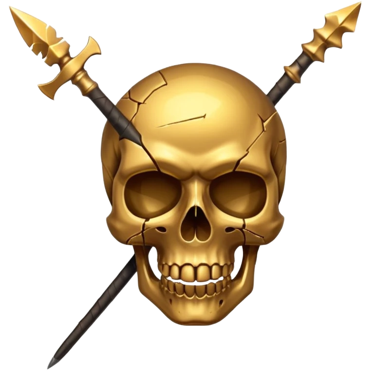 broken gold skull with a spear emoji