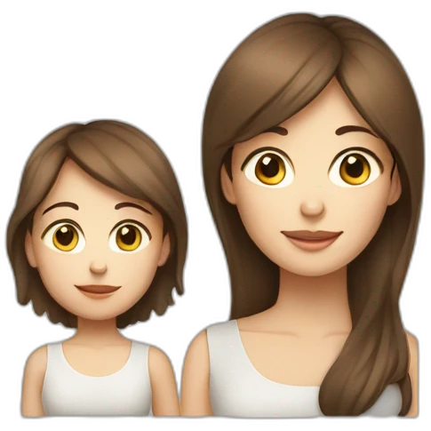 mother and child with brown hair5 and white skin full length emoji