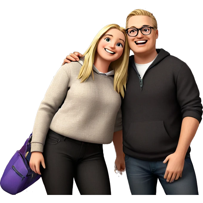 smiling girl with boy friend emoji