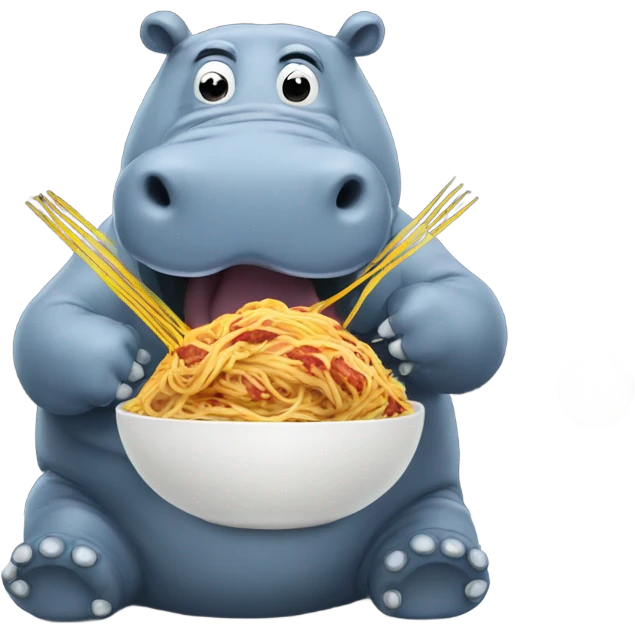 Hippo eating spaghetti on the moon emoji