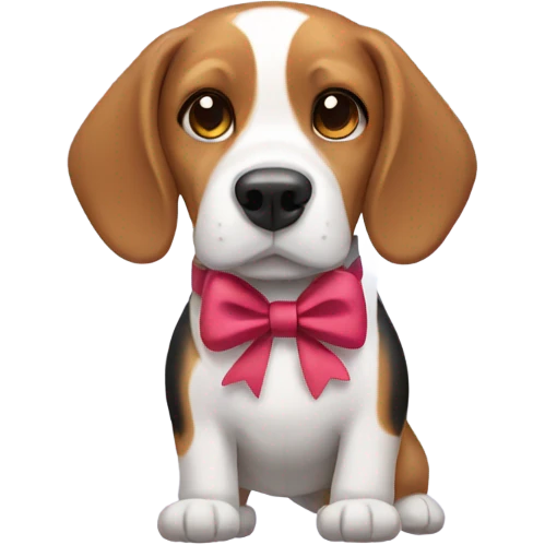 beagle wearing bow emoji