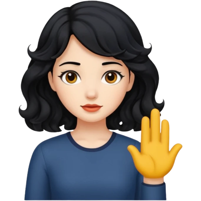 Chica pelo medio ondulado negro  emoji