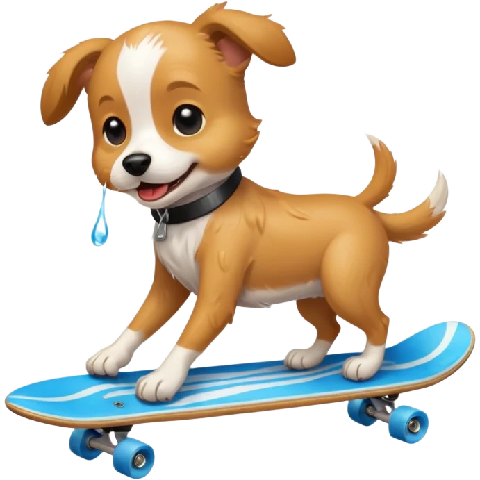 Dog riding a skateboard drinking  emoji