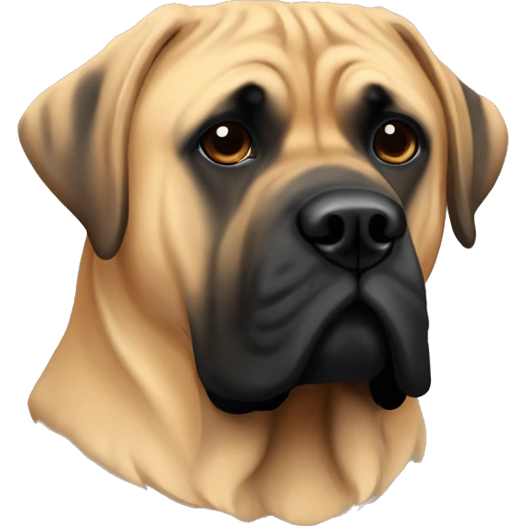 An apricot English mastiff with more black on its face emoji