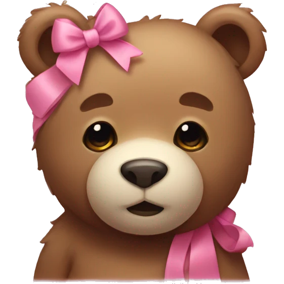 cozy bear with a pink bow  emoji