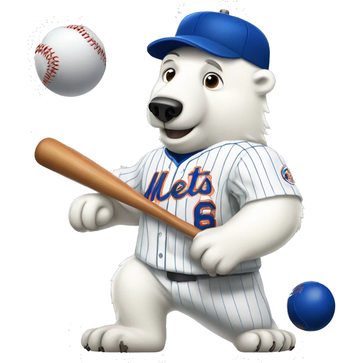 New York Mets polar bear hitting a homerun emoji