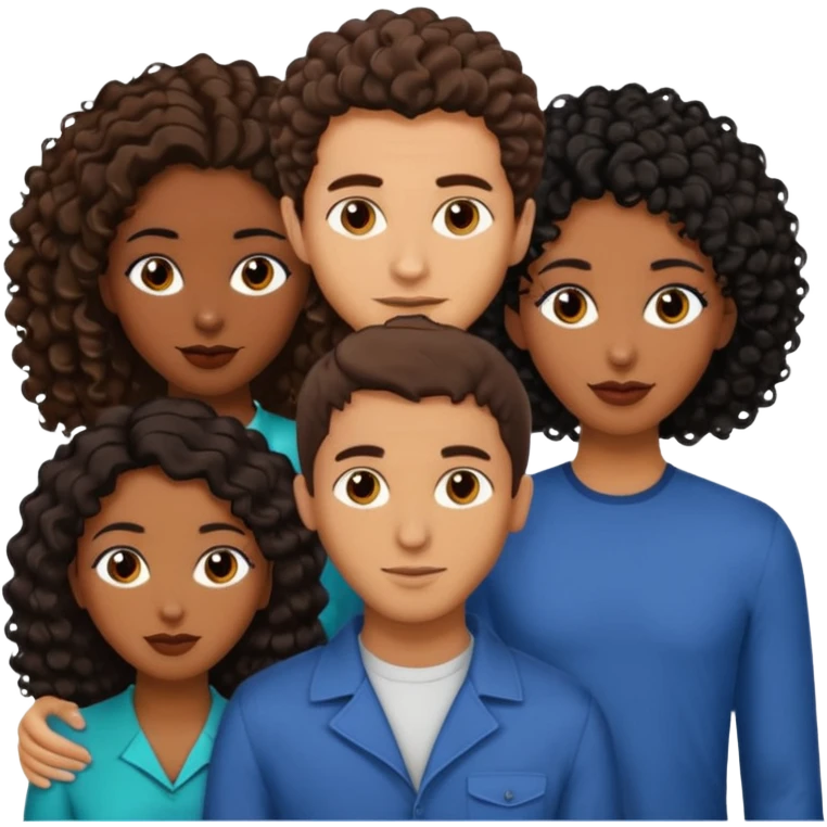  middle Eastern man with short brown hairwith two black african women both are African one is medium tone light tone skin black and one is medium tone black with african hair styles emoji