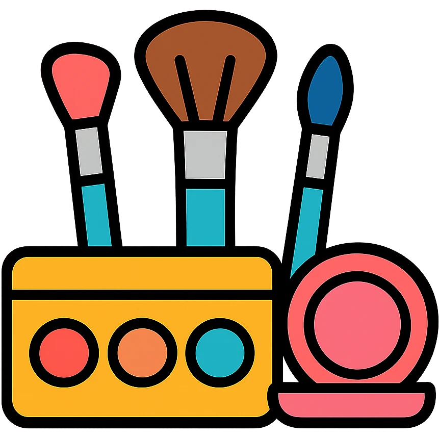 Makeup brushes and cosmetics kit emoji