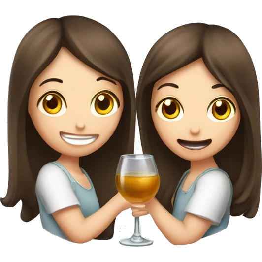 Zwei Mädchen die ein Glas Wein trinken  emoji