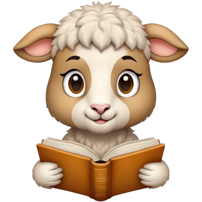 Lamb with arnor reading a book about tigers emoji