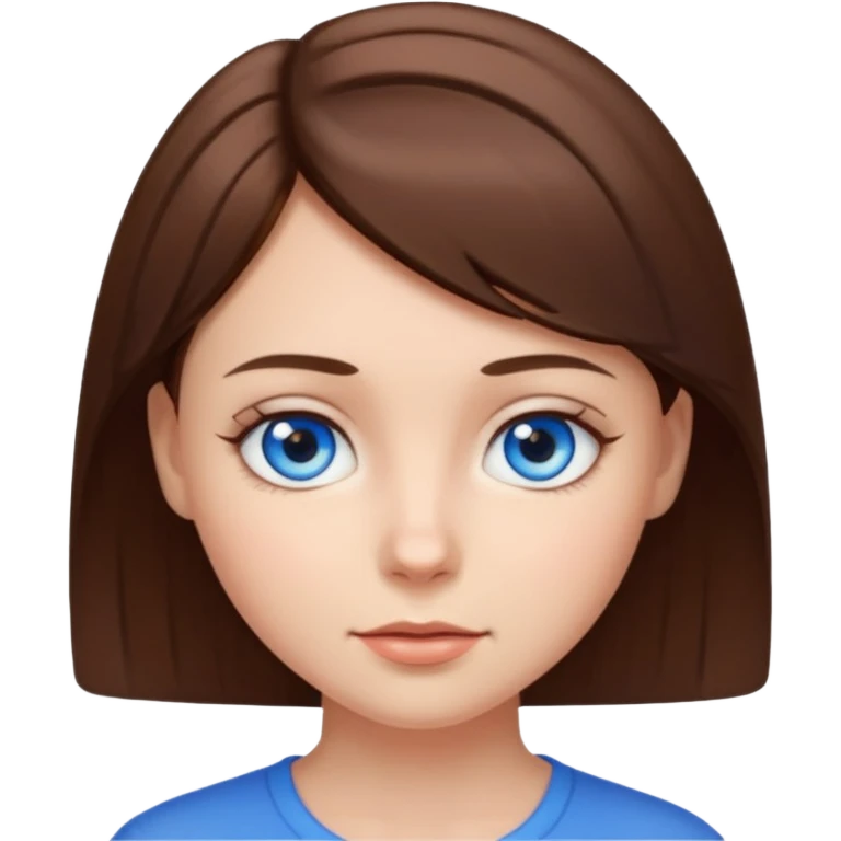 Chica de pelo corto color café y con los ojos azules emoji