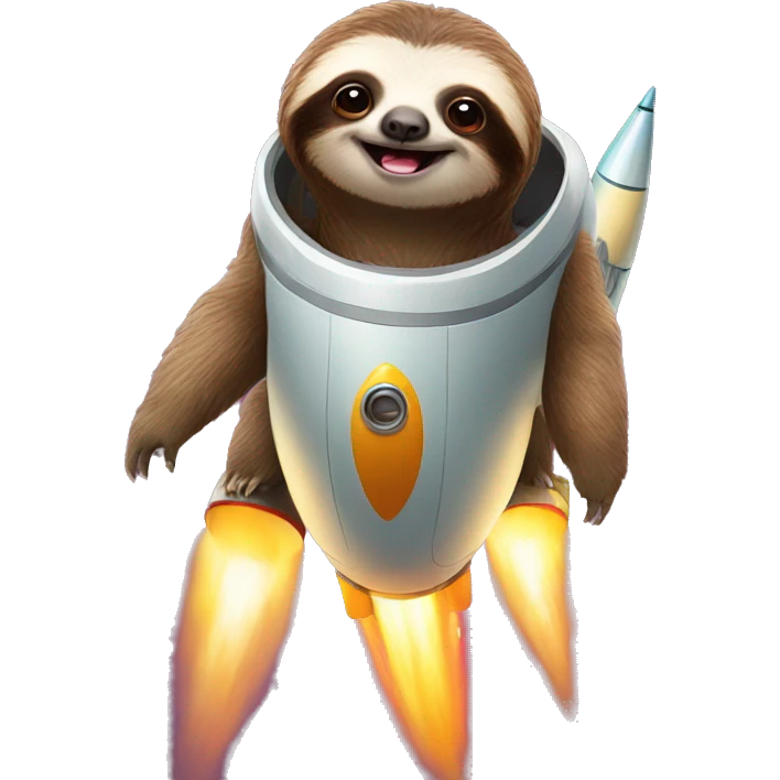 sloth on a rocket emoji