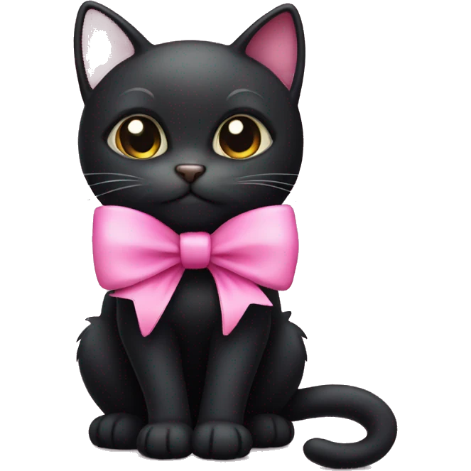 Black cat with pink bow emoji