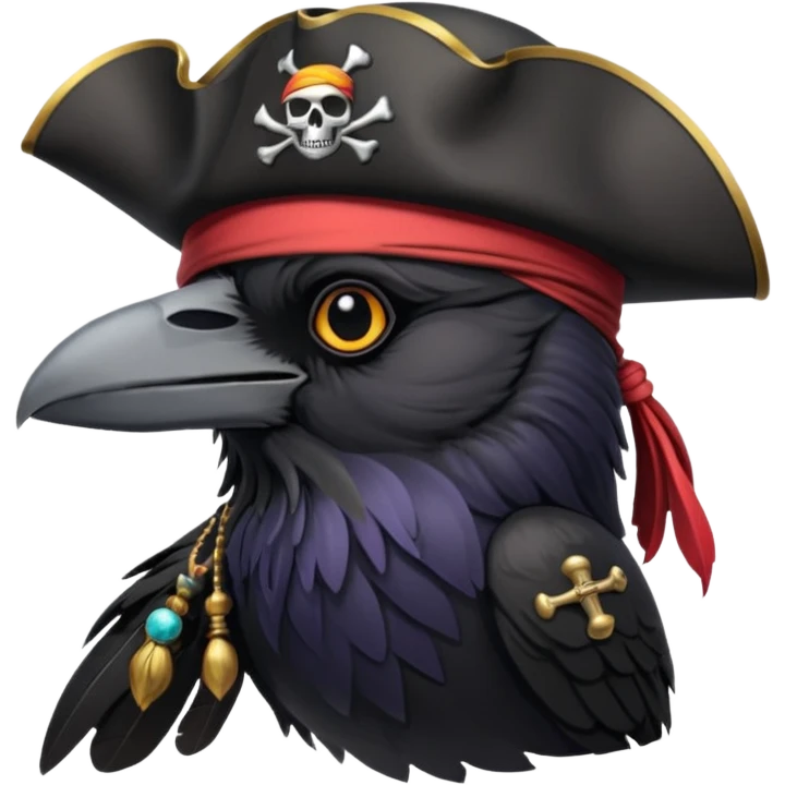 raven with a pirate hat 128x128 emoji