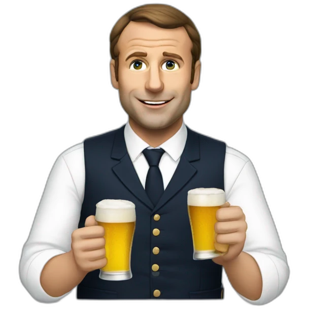 macron drinking beer emoji