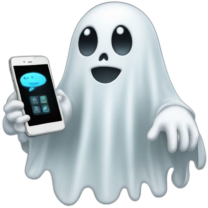 ghost with phone emoji