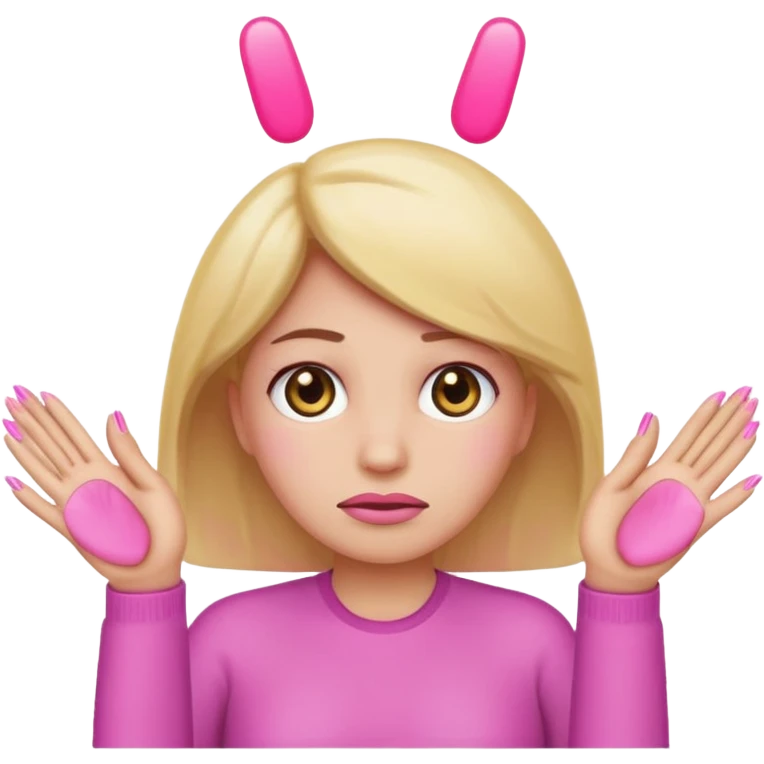 Sad emoji with hands up and paid nails  emoji