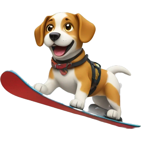 Dog snowboarding down a mountain emoji