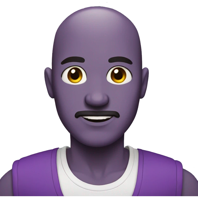 Bald guy with round face, purple skin, red goatee emoji