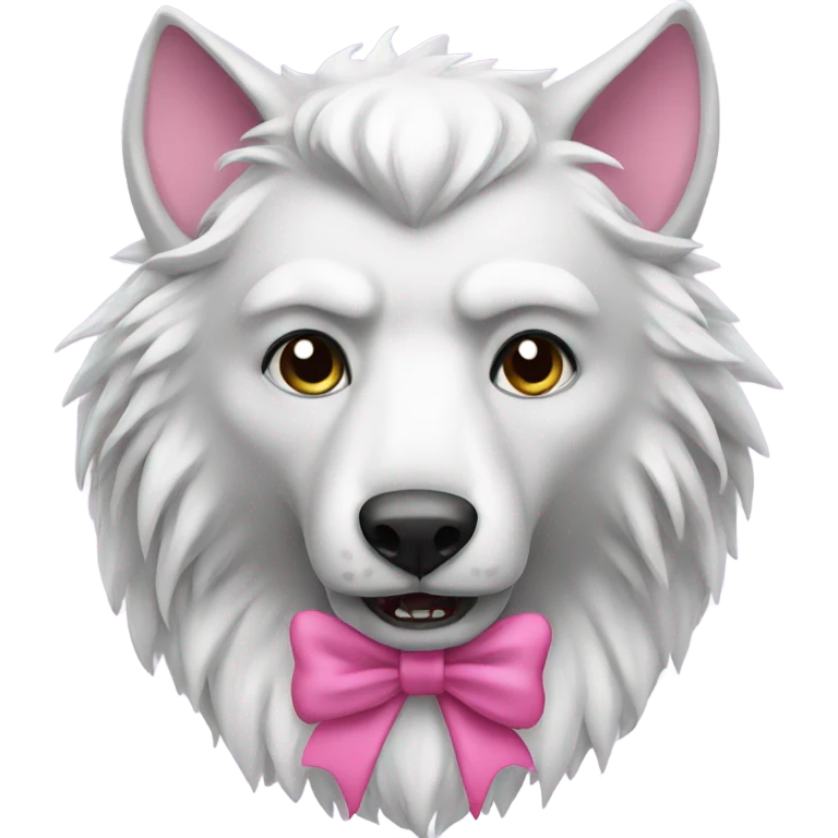 White werewolf with pink bow emoji