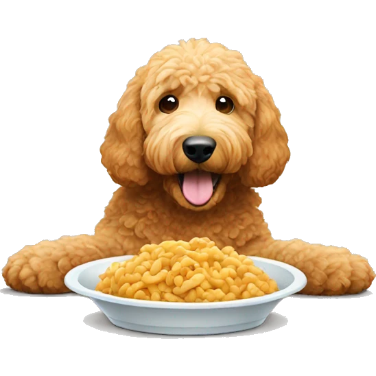 Golden doodle eating his food emoji