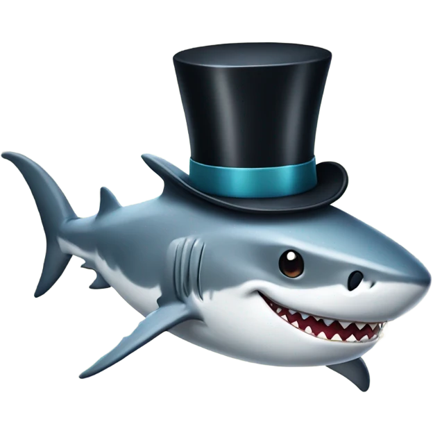 Shark with a top hat emoji