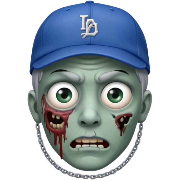 Zombie cerrando un ojo con gorra de los Dodgers y cadena de plata  emoji