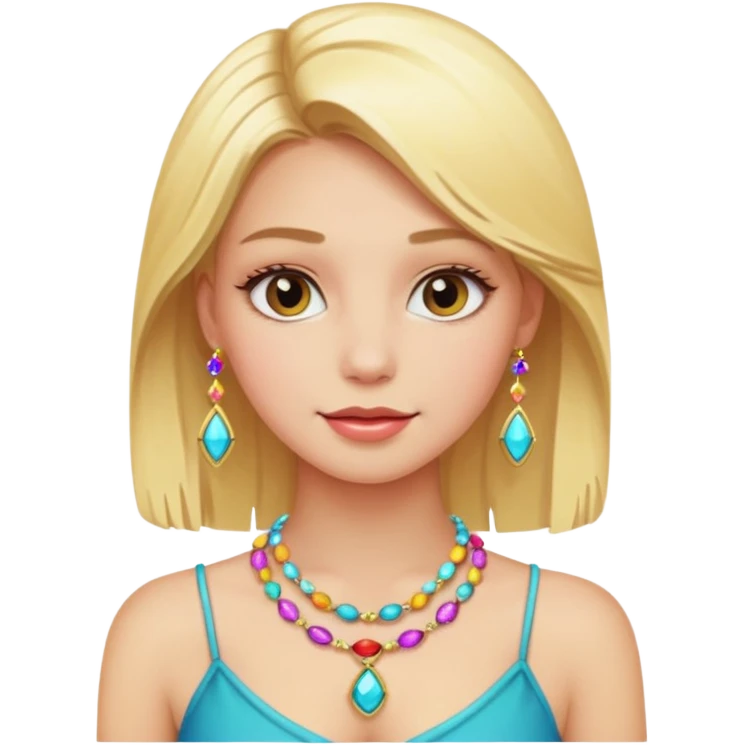 blonde girl with colorful jewelry emoji