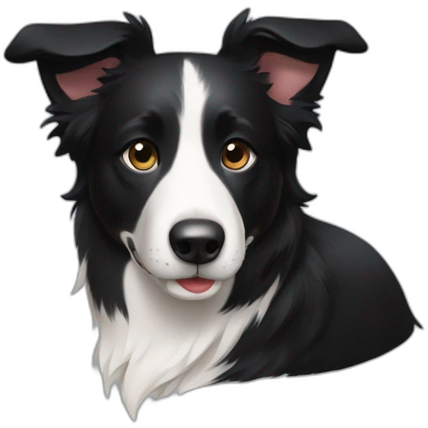 black short hair border collie with white neck and black nose emoji