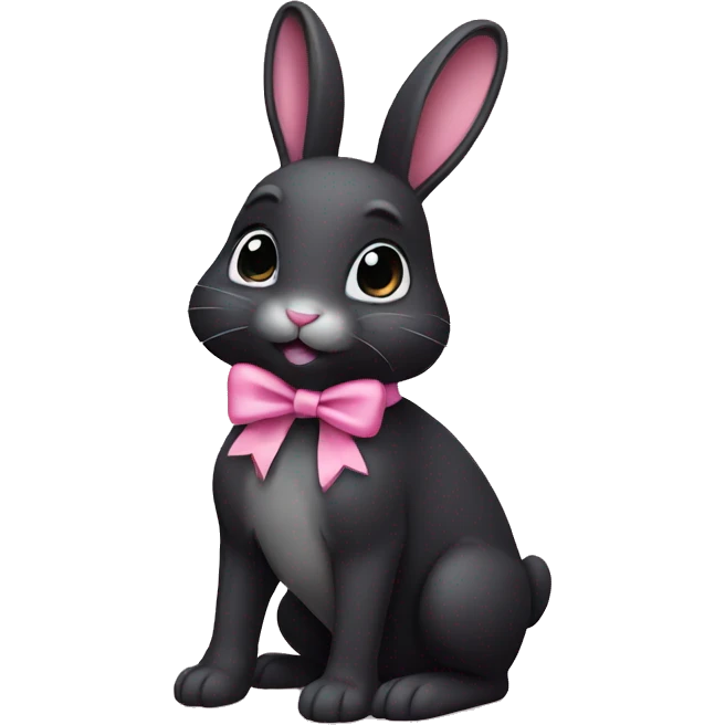 Black bunny, wearing a pink bow  emoji