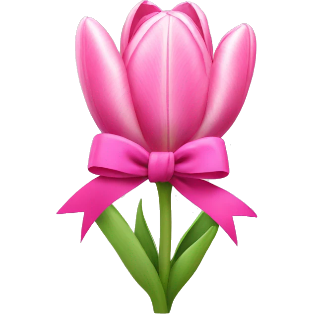 Pink tulips with a bow emoji