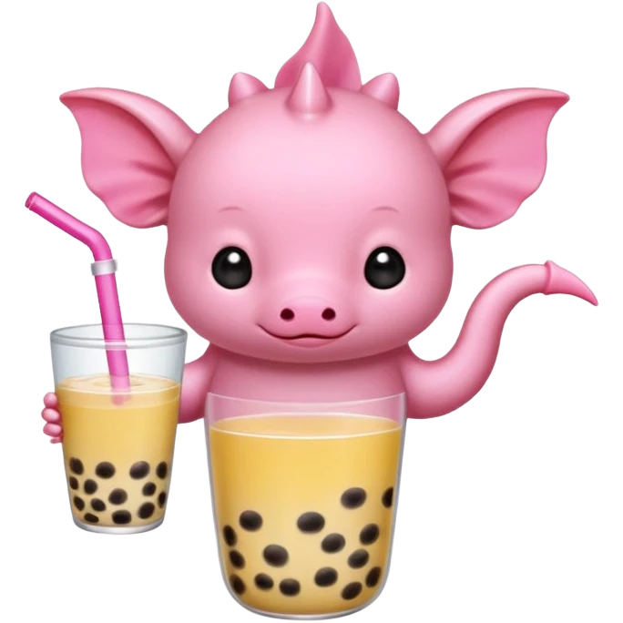 Axolotl drinking boba emoji