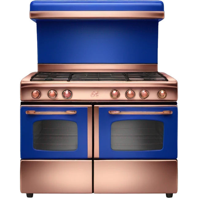 Realistic royal blue and rose gold retro vintage oven. emoji