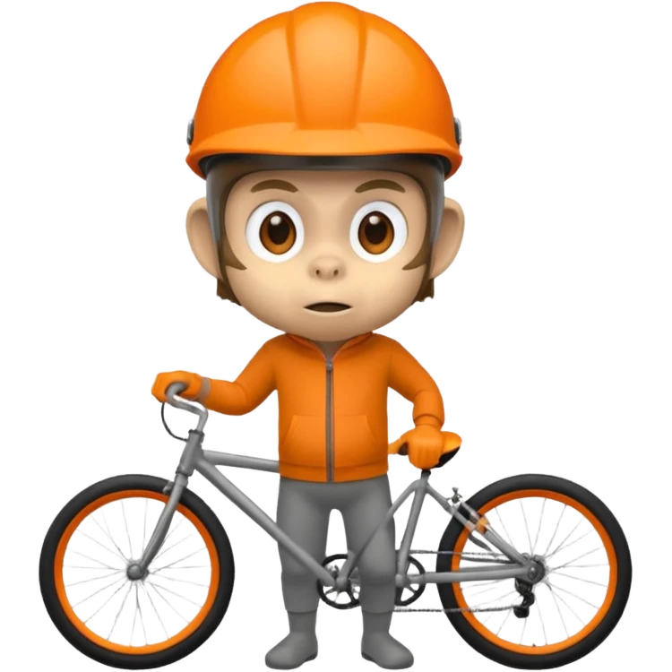 monkey with orange bicycle helmet, sweatshirt emoji