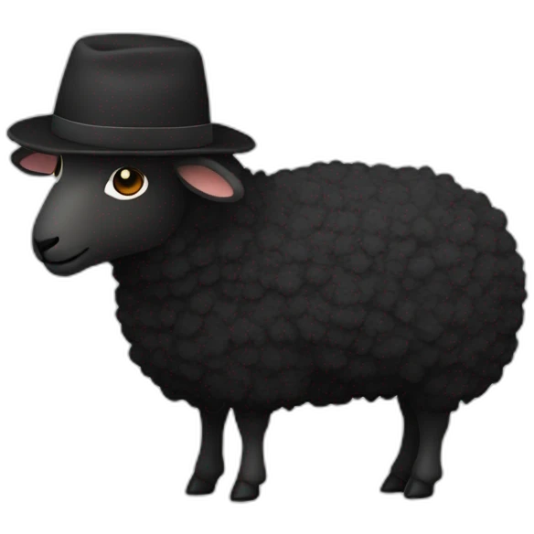a black wooled sheep with a doctors hat emoji
