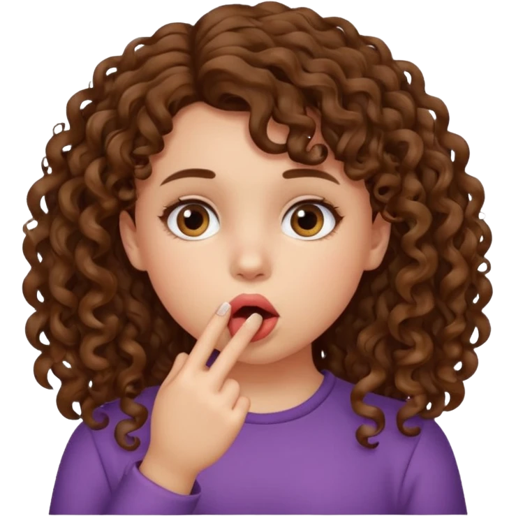 girl with curly brown hair who puts her finger in her mouth emoji
