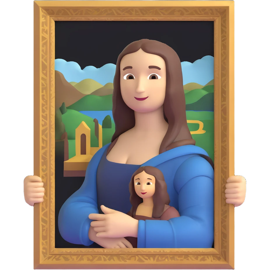 Leonardo da Vinci with Mona Lisa painting emoji