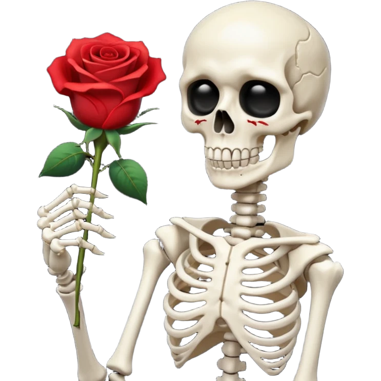 Skelton holding rose in hand  emoji