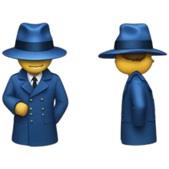 a spy in a blue coat and a blue hat. emoji