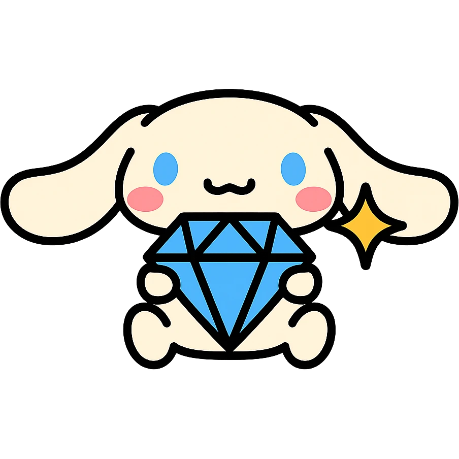 Cinnamoroll holding a sparkling diamond emoji