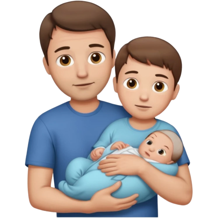 dad with short brown hair and fair skin with newborn baby  emoji