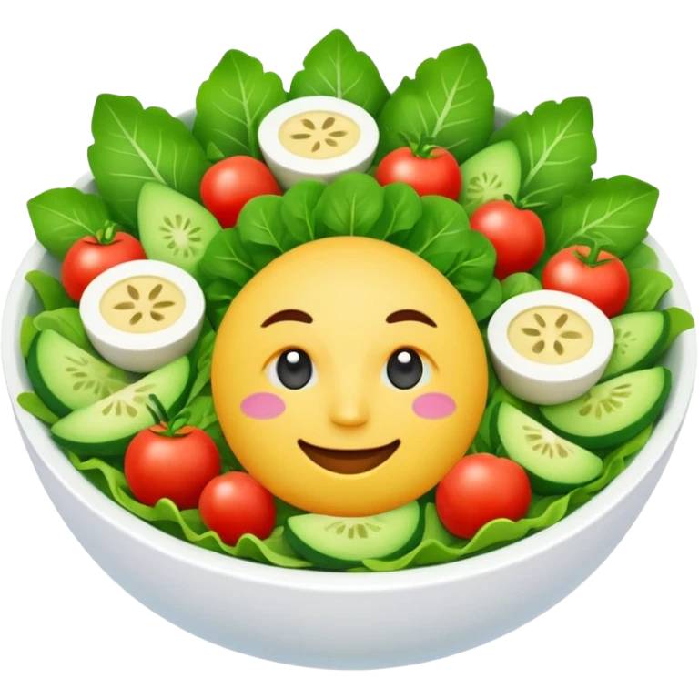 Salad community avatar in clean emoji-style illustration. Classic salads like Olivier, Greek or Tashkent, vibrant greens and colorful ingredients, simple shapes, flat design, high contrast, fresh and inviting. emoji