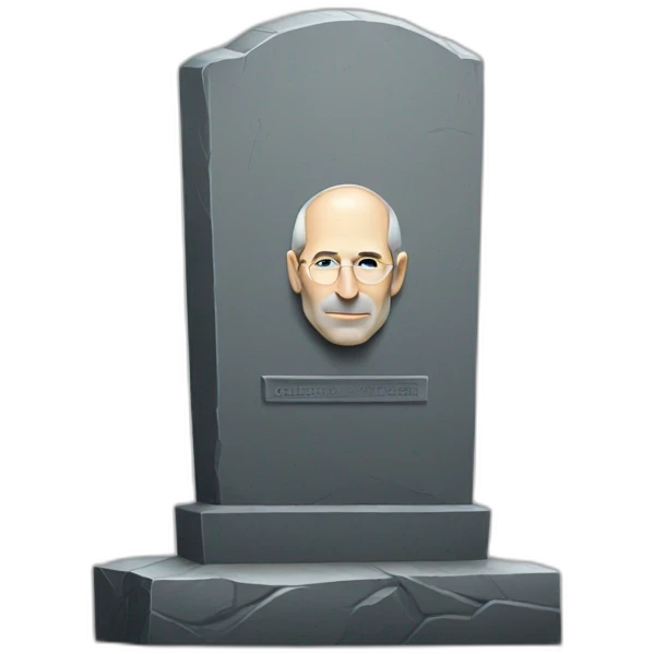 gravestone with steve jobs' face emoji