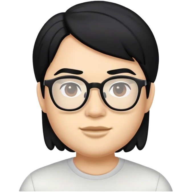 Memoji black hair, light skin, glasses emoji