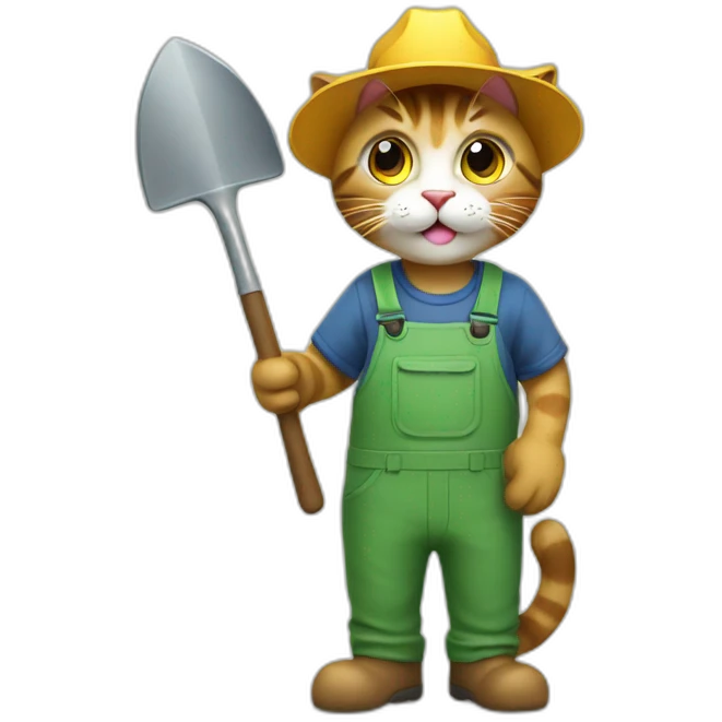cat -gardener with a shovel emoji